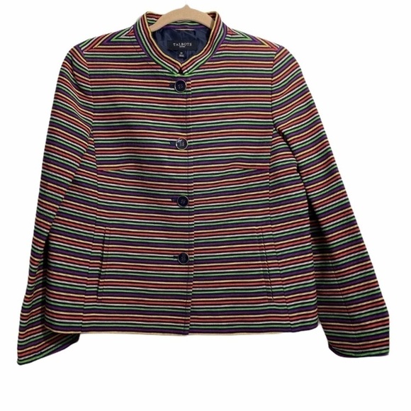 NEW Talbots Skirt Blazer Suit Set rainbow stripes - Picture 1 of 13